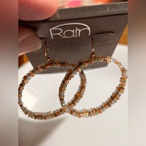 Gold Multicolor Beaded Hoop Earrings by Rain